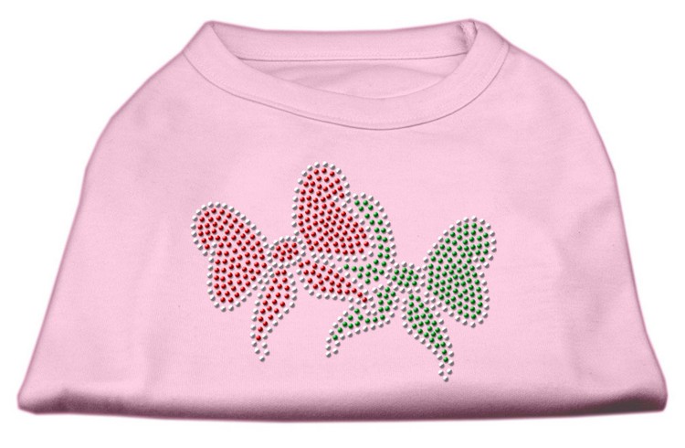 Christmas Bows Rhinestone Shirt Light Pink L